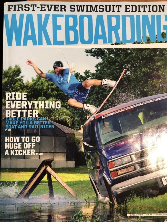 Wakeboarding magazine cover featuring Daniel riding